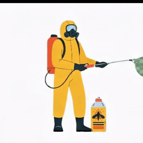 Técnico fumigando
